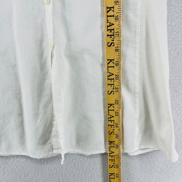 EILEEN FISHER Top S Cotton Woven Jersey Panels Shirt Button Up Long Sleeve White - Picture 12 of 13
